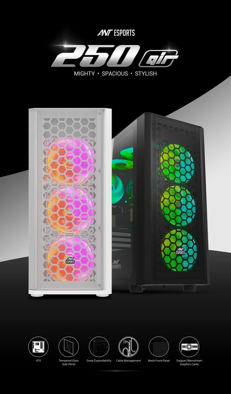 Ant Esports 250 Air Mid- Tower Computer Case / Gaming Cabinet 